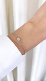 Square Up 14k White Gold Diamond Chain Bracelet