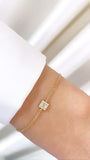 Square Up 14k White Gold Diamond Chain Bracelet
