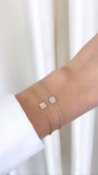 Square Up 14k White Gold Diamond Chain Bracelet