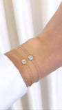 Square Up 14k White Gold Diamond Chain Bracelet