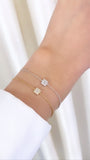 Square Up 14k White Gold Diamond Chain Bracelet