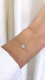 Square Up 14k White Gold Diamond Chain Bracelet