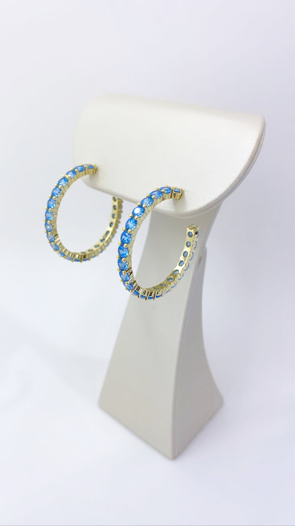 You’re Charming Aqua and Gold Hoops